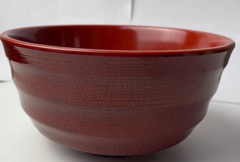 B-8008SL burgundy melamine bowl with fine dark exterior dots