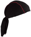 Chef Head Wrap Bamboo Black/Red Piping