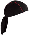 Chef Head Wrap Bamboo Black/Red Piping