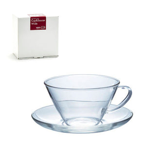 HARIO Heatproof Glass Cup & Saucer Wide