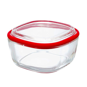HARIO Glass Square Container S/M, Red