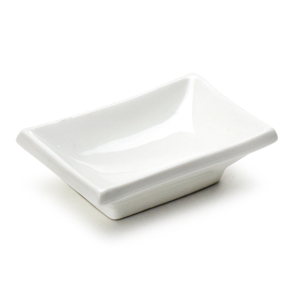3-7/8"x2-3/8" Rectangular Sauce Dish, White Ceramic