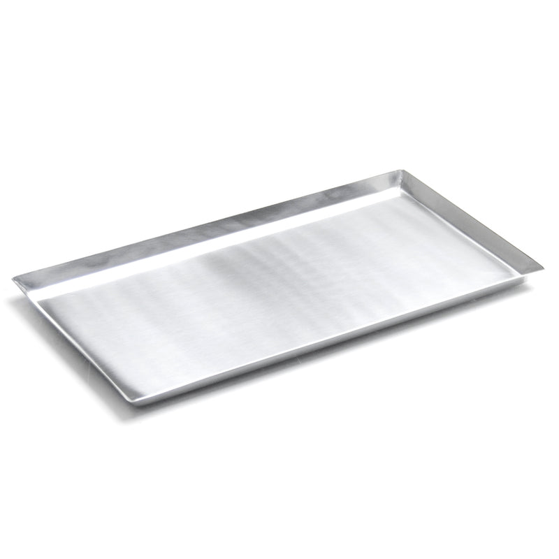 Empty DDSI-102S stainless steel rectangular tray with shallow folded sides
