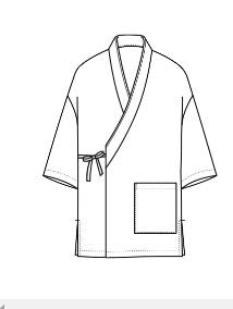 Sushi Chef Coat, Happy coat Reddish Purple/ Navy Line Trim Cotton -(L)
