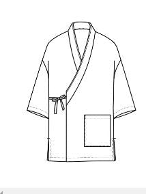 Sushi Chef Coat, Happy coat Reddish Purple/ Navy Line Trim Cotton -(M)