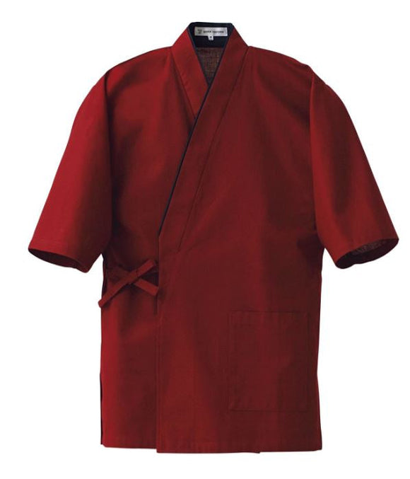 Sushi Chef Coat, Happy coat Reddish Purple/ Navy Line Trim Cotton -(L)