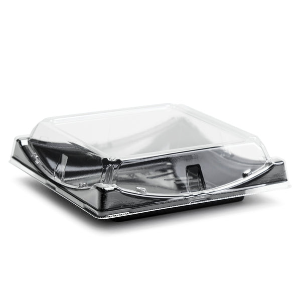 Black Square Sushi To-Go Tray with Lid (50 pc) - ED-40B, 7-1/4"