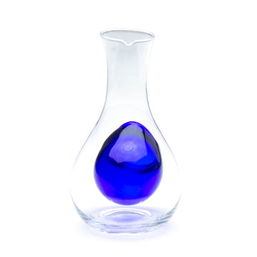 Blue Bulb Glass Sake Bottle 6.25"H