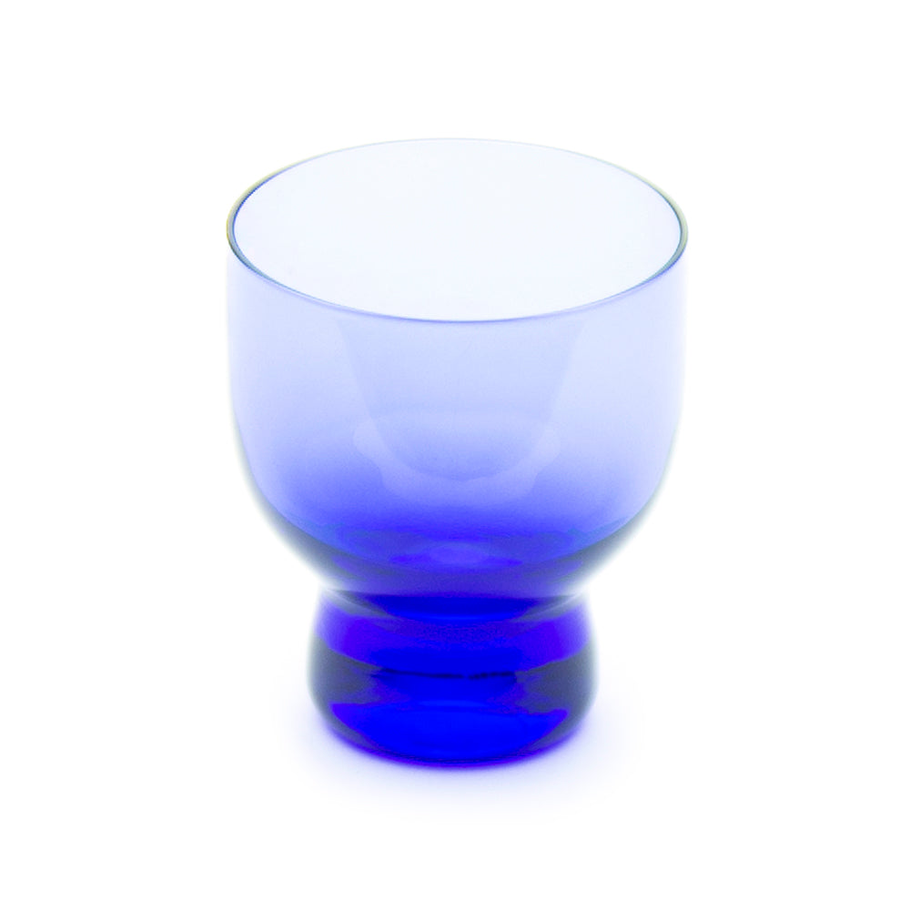 Glass Sake Cup with Blue Streak 2-1/2"H