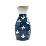 Sake Bottle 5"H, Blue Flower