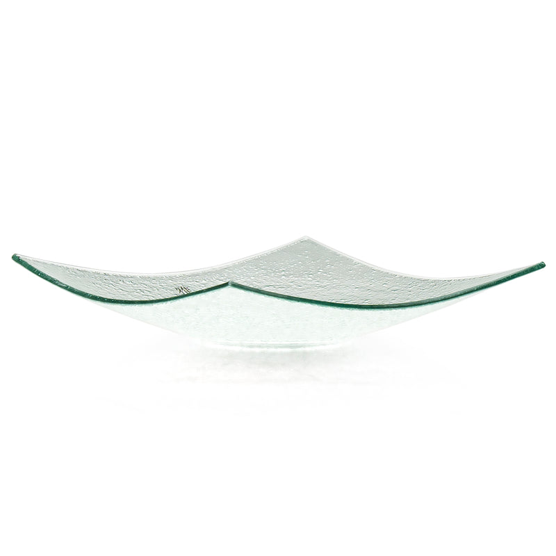 HG27 square glass plate with raised corners viewed from the side