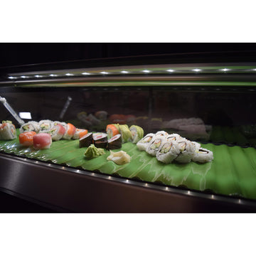 Hoshizaki Refrigerated Sushi Case Display, Right Side Condenser, Half Glass Door, LED Light, 82.7"W