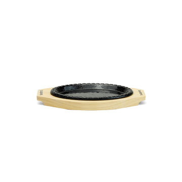 Oval Iron Steak Plate w/Wood Base (No.2)