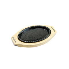 Oval Iron Steak Plate w/Wood Base (No.3)