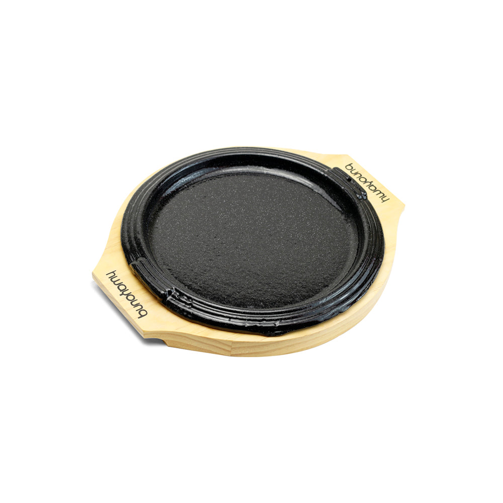 Round Iron Steak Plate w/Wood Base (No.1)