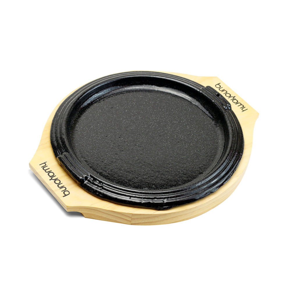 Round Iron Steak Plate w/Wood Base (No.2)