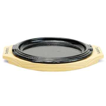 Round Iron Steak Plate w/Wood Base (No.3)