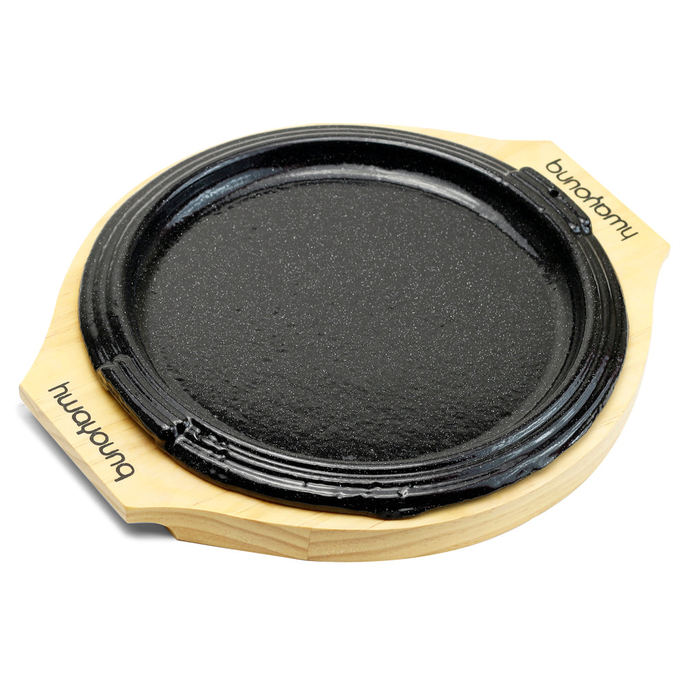 Round Iron Steak Plate w/Wood Base (No.3)