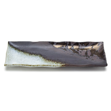 Rectangular Plate 11"x 4-1/2", Brown/White