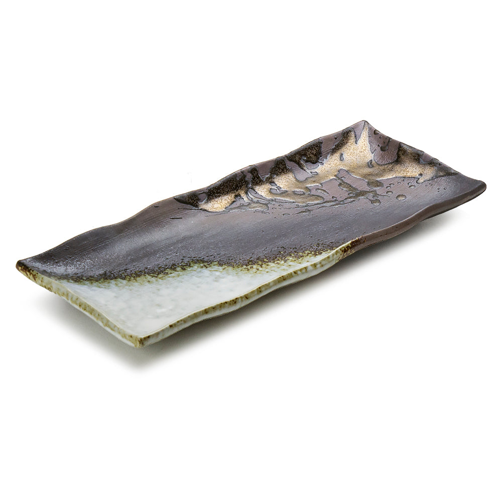 Rectangular Plate 11"x 4-1/2", Brown/White