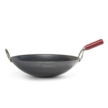 14" Wood Handle Casting Iron Wok