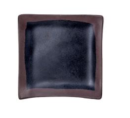 Melamine Rectangular Plate5.75"SQ , Black/Brown trim Tenmoku