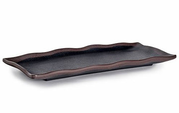 Melamine Rectangular Plate 10.75"X4.25", Black/Brown trim Tenmoku