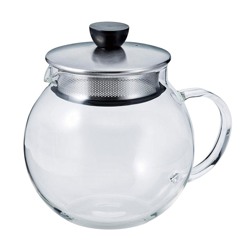 JPS-60-HSV — a rounded glass pot with a silver lid