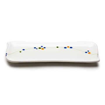 Melamine Rectangular Plate 10"x4", Rain Flower