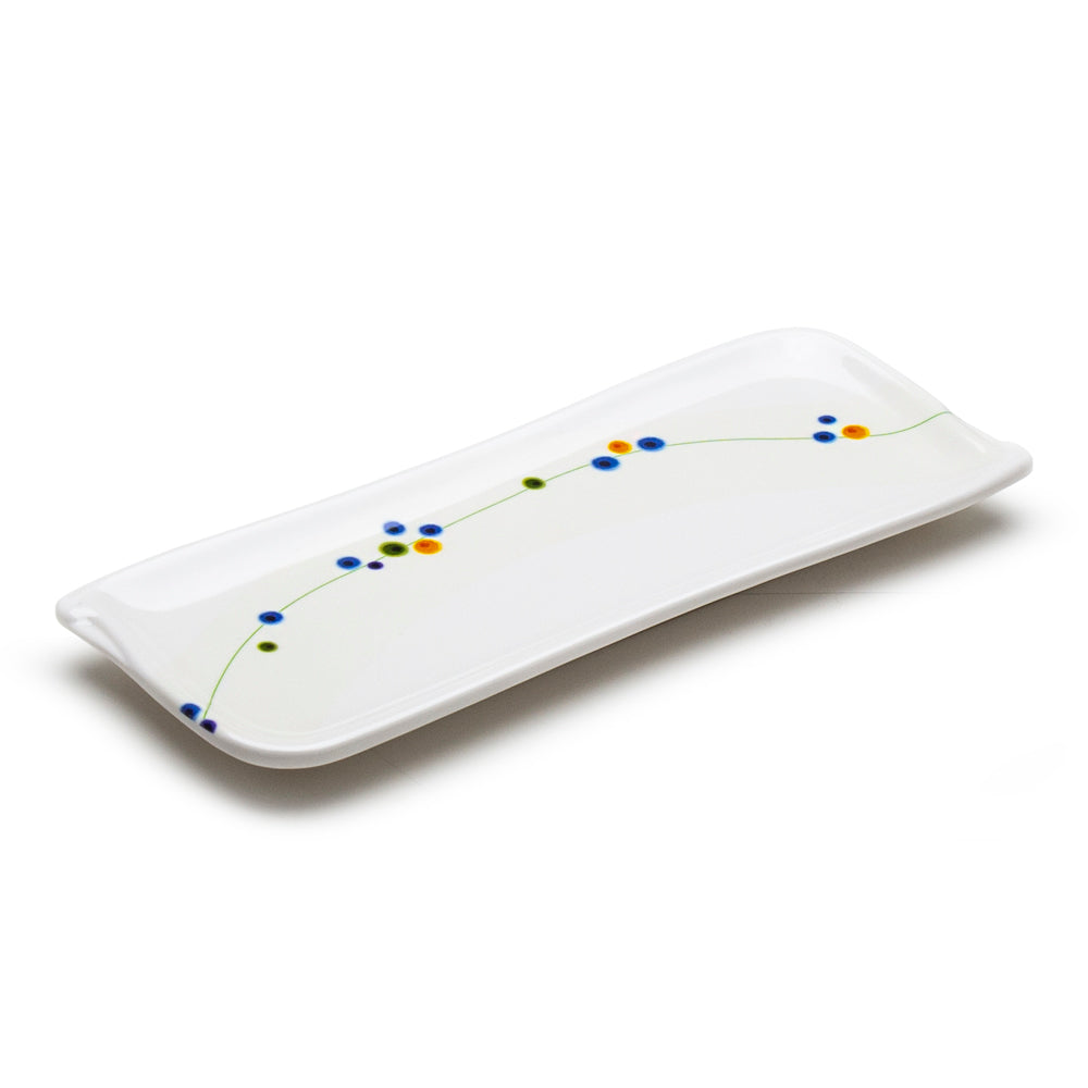Melamine Rectangular Plate 10"x4", Rain Flower
