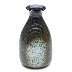 5.75"H Porcelain Sake Bottle, Black Oribe