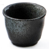 Porcelain Sake Cup 1.75"H, Black Oribe
