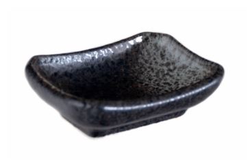 3.25"X2.25" Porcelain Rectangular Sauce Dish, Black Oribe