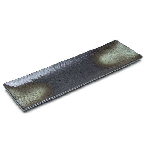 20"X6.25" Rectangular Porcelain Platter, Black Oribe