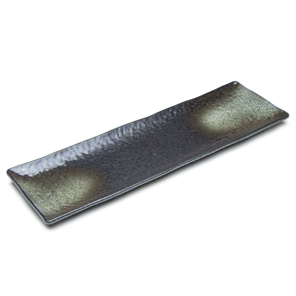 20"X6.25" Rectangular Porcelain Platter, Black Oribe