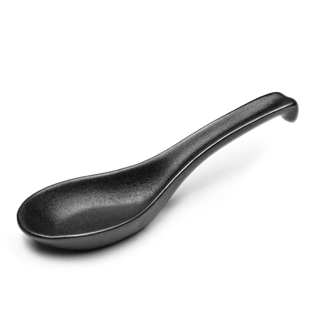 5.75"L Porcelain Soup Spoon, Matte Black