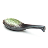 5.75"L Porcelain Soup Spoon, Black/Green
