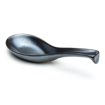 5.75"L Porcelain Soup Spoon, Metallic Black