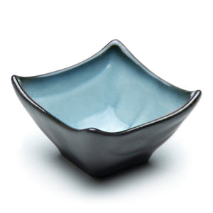 3.25"SQx1.75"H Porcelain Sauce Dish, Reactive Glaze - Blue/Black