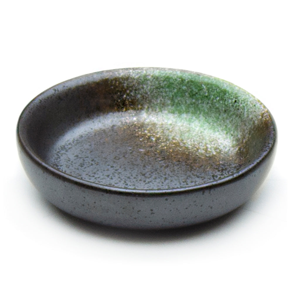 3.25"Dx1"H Porcelain Sauce Dish, Black/Green