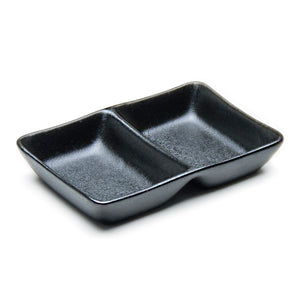 5.25"X3.5" 2-Compartment Divided Dish, Black
