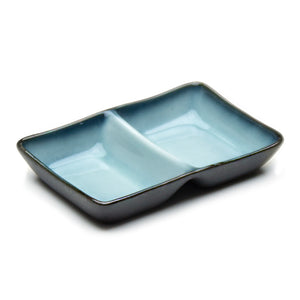 5.25"X3.5" 2-Compartment Divided Dish, Blue/Black