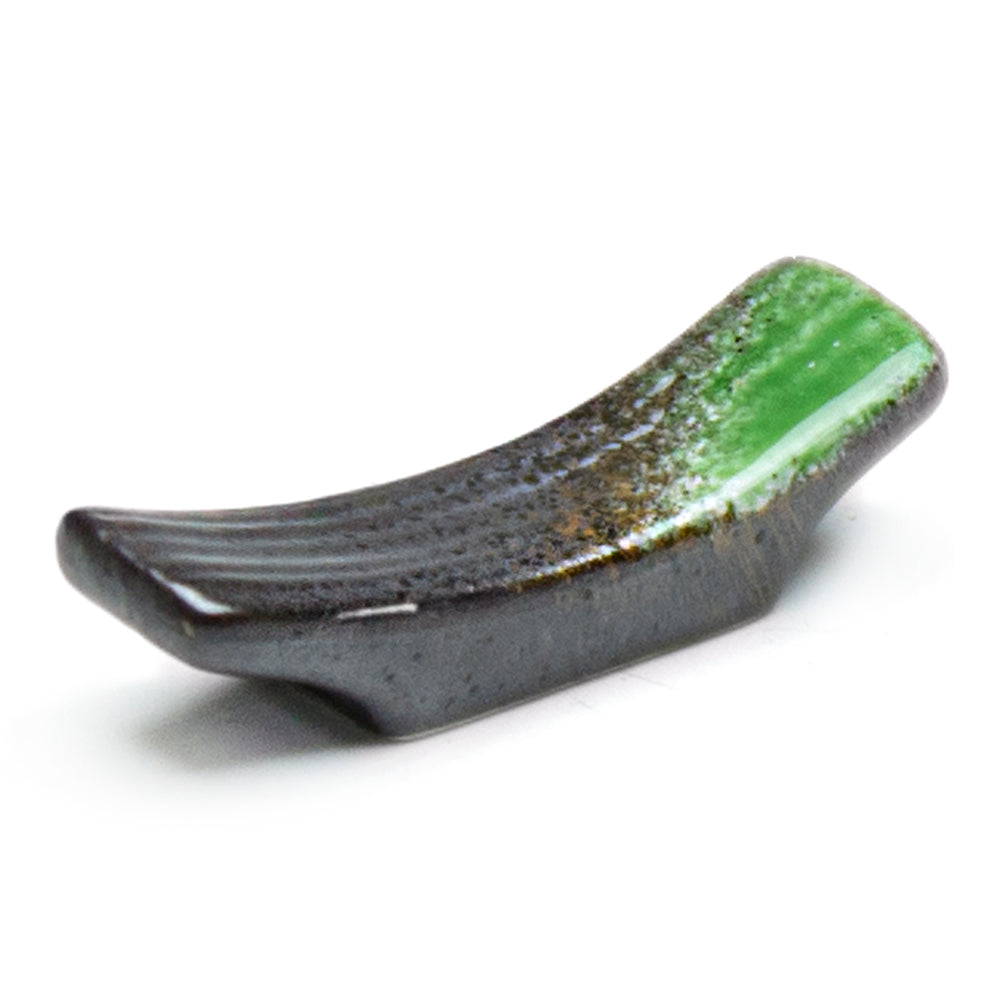 2.5"X0.75"H Porcelain Chopstick Rest, Black/Green