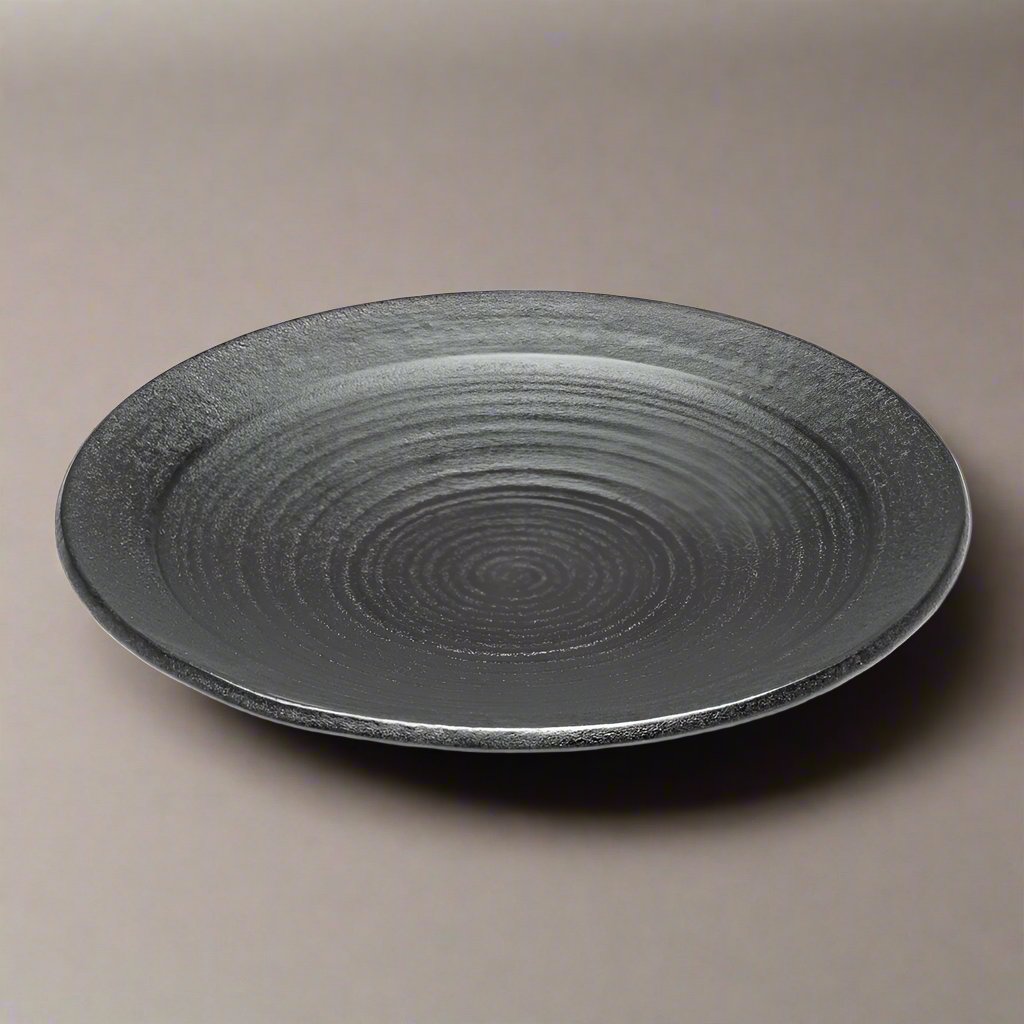 10"Dx1.5"H Round Porcelain Plate, Matte Black