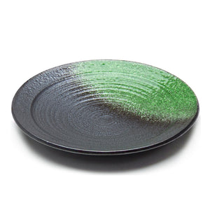 10"Dx1.5"H Round Porcelain Plate, Black/Green