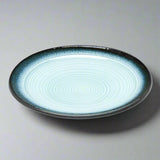 10"Dx1.5"H Round Porcelain Plate, Reactive Glaze - Blue/Black