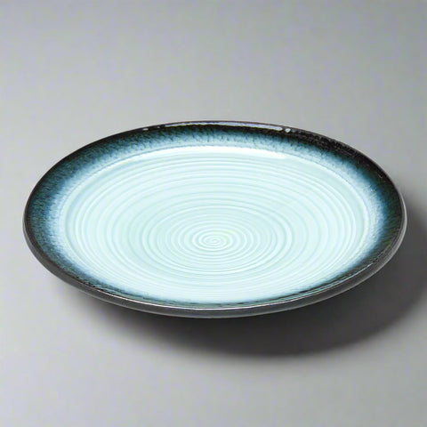 10"Dx1.5"H Round Porcelain Plate, Reactive Glaze - Blue/Black