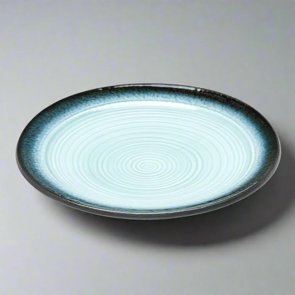 10"Dx1.5"H Round Porcelain Plate, Reactive Glaze - Blue/Black