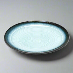 10"Dx1.5"H Round Porcelain Plate, Reactive Glaze - Blue/Black