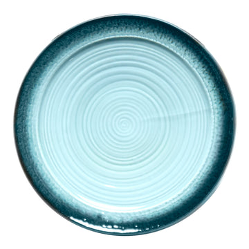 10"Dx1.5"H Round Porcelain Plate, Reactive Glaze - Blue/Black